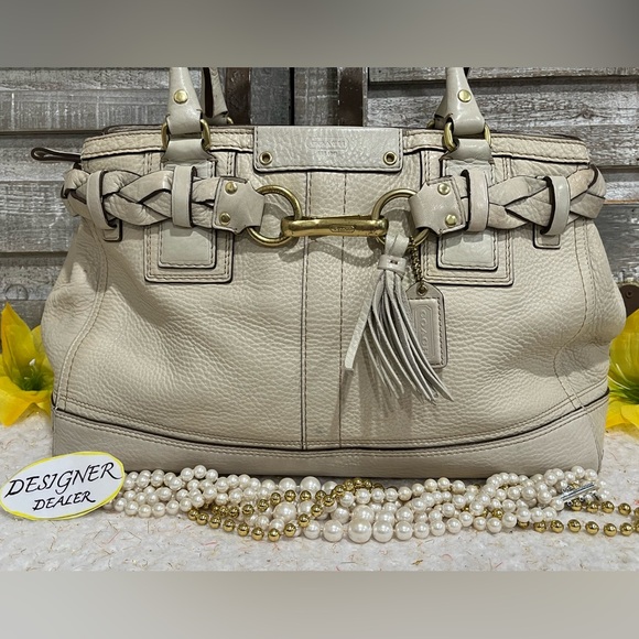 Authentic COACH Hampton Off White Leather Carryall Satchel 10529 GUC! - Picture 3 of 12